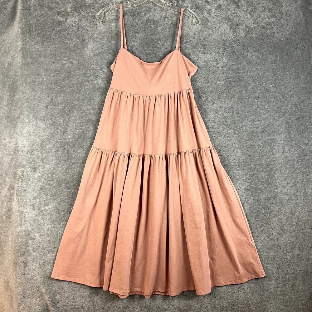 J Crew Tiered Midi Dress Womens S Peach Tie Back Resort Vacation NWT